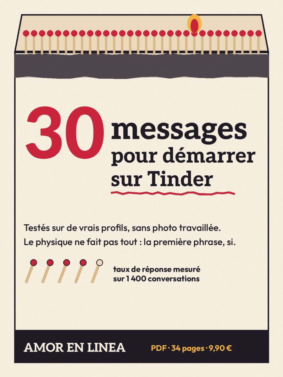 La couverture du guide : 30 messages pour démarrer sur Tinder